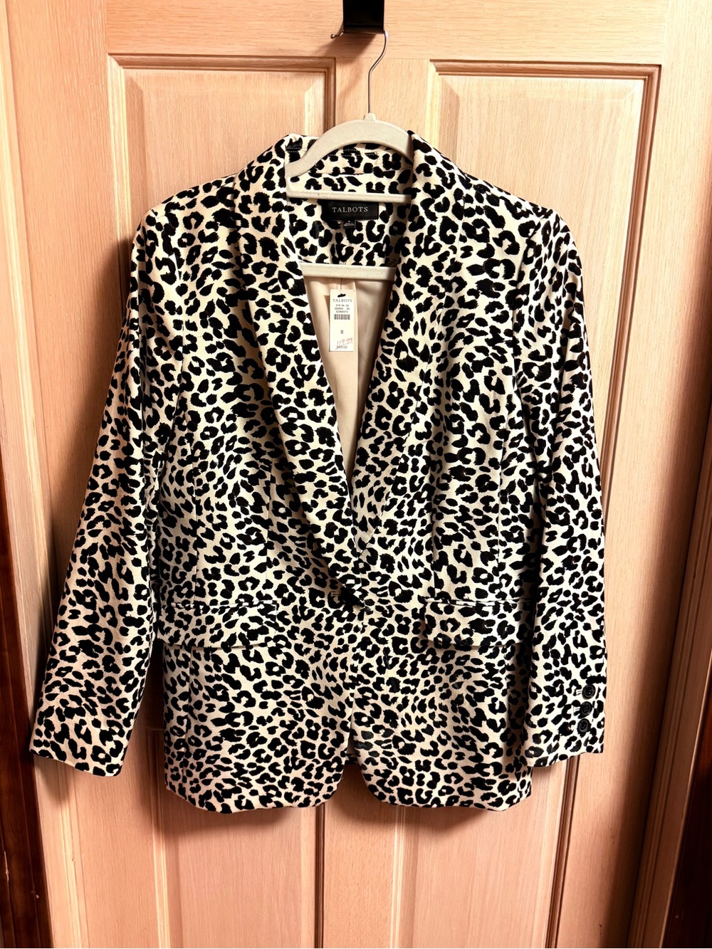 Talbots Leopard Print Blazer Jacket in Cream and Black